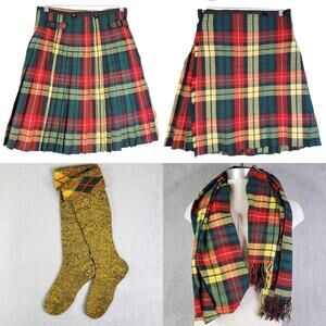 Vintage Wool ? Kilt Mens One Size Plaid Scottish Tartan Heavy Halloween Bagpipe